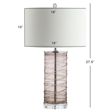 Cole 27.5" Modern Fused Glass Cylinder LED Table Lamp - JONATHAN Y